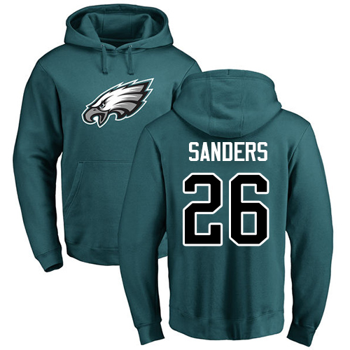Men Philadelphia Eagles #26 Miles Sanders Green Name and Number Logo NFL Pullover Hoodie Sweatshirts->philadelphia eagles->NFL Jersey